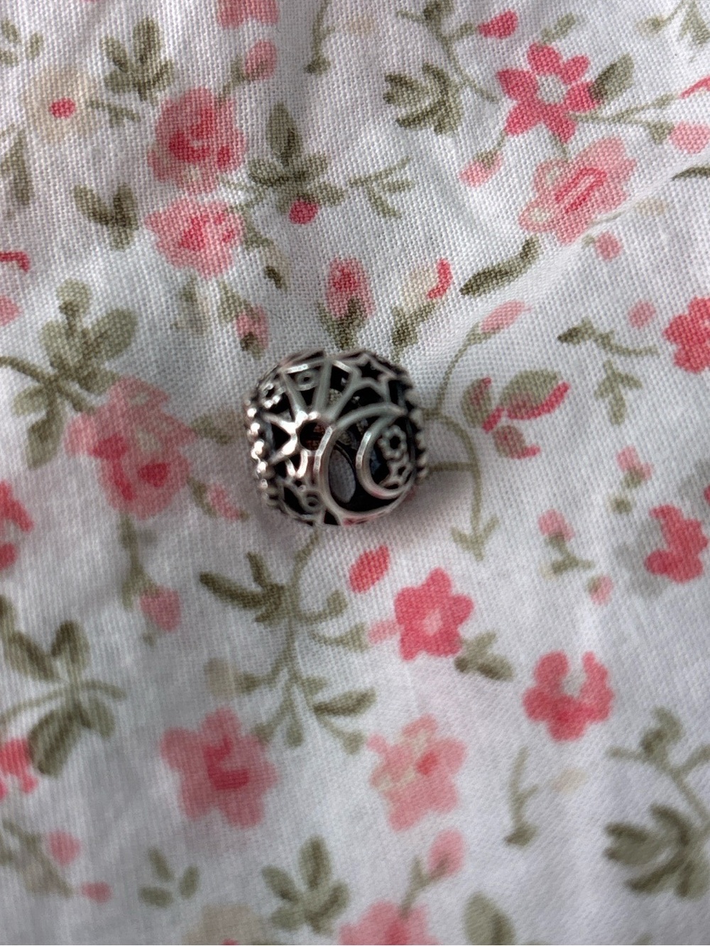 Sterling Silver PANDORA Charm Bead - Silver Moon and stars Design